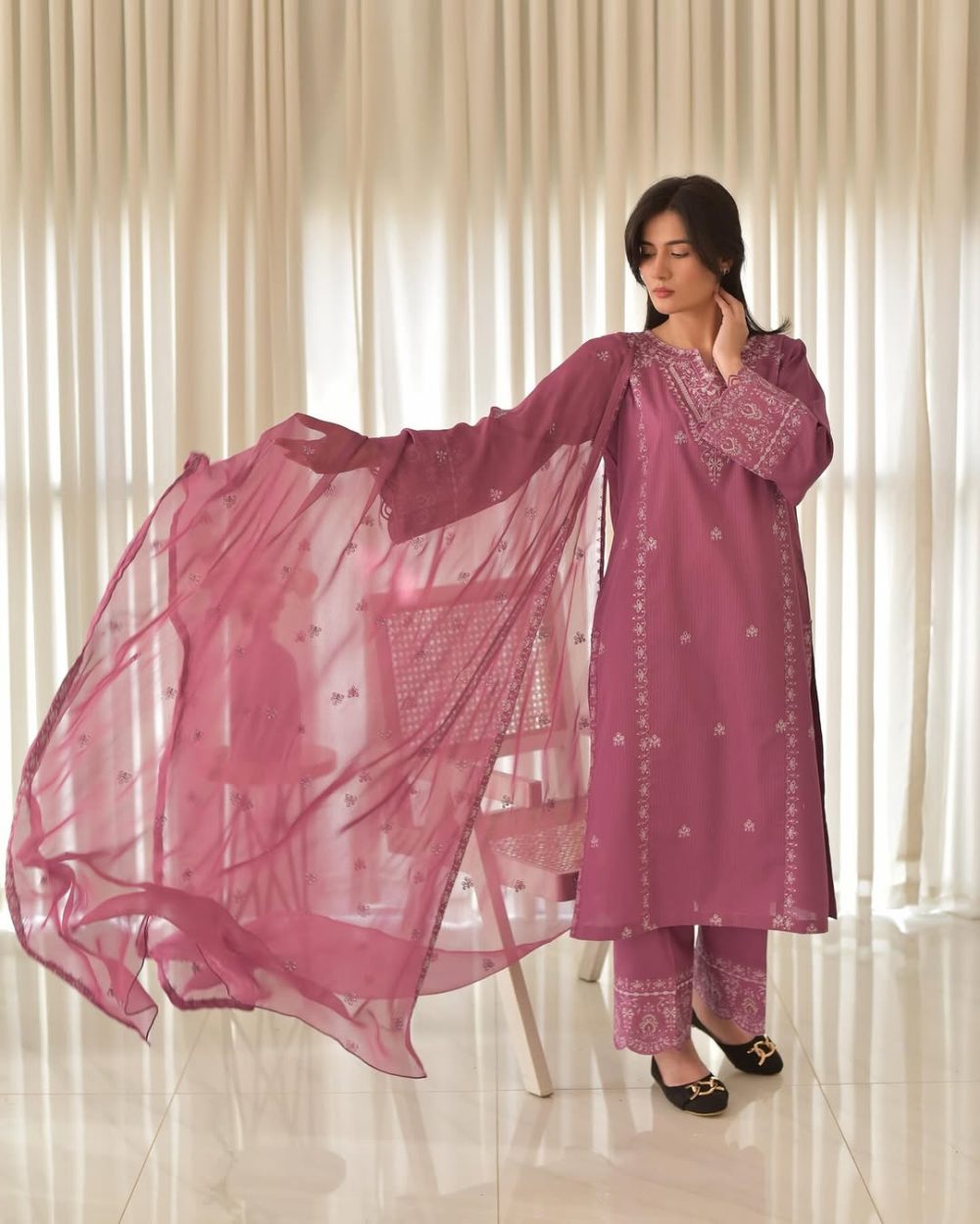 Classy Embroidery Three Piece Collection - Image 6